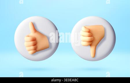 3d thumb up and thumb down hand gestures Stock Vector