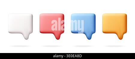 Set of 3D speech bubbles in various colors Stock Vector