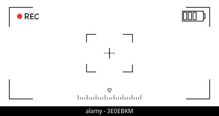Camera viewfinder interface, video frame. Surveillance screen, record frame doodle. Movie mode, photo shooting mode. military viewfinder overlay. Screen photography frame for video,. Vector illustration Stock Vector
