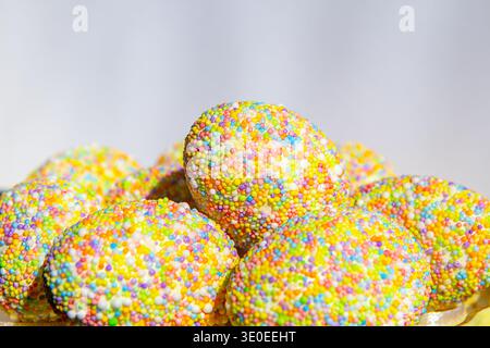 Tactile Easter eggs sprinkled with sugar. Copyspace Stock Photo