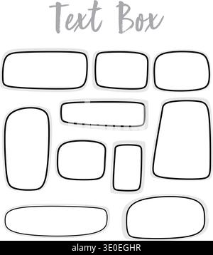 Colorful Rounded Rectangle Text Box Shape Set, Pastel  Label Badge Clipart, Hand Drawn Doodle Color Text Banner,  Abstract Rounded Shape Design Elemen Stock Vector