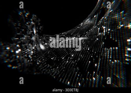 Futuristic cyber world representation. A swirling vortex of digital code and chromatic aberration effects. This cinematic image captures the complexit Stock Photo