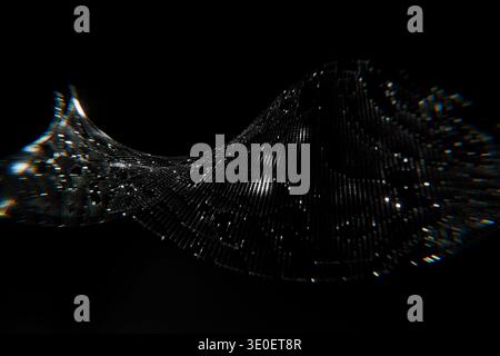 Conceptual 3D render of a binary wave. Glitchy, shimmering bits of information flowing through deep space. Ideal for projects related to cybersecurity Stock Photo