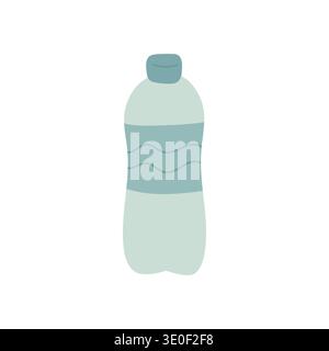 Minimal reusable water bottle illustration representing hydration, healthy lifestyle, sport fitness drink container and eco friendly daily beverage Stock Vector