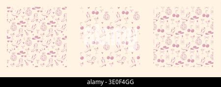 A playful pattern featuring lips, boots, and glowing stars for a modern take on the cowgirl disco vibe. Stock Vector