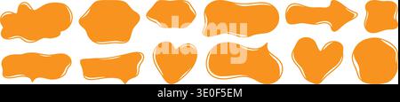 A set of abstract curvy rectangles and square shapes with irregular hand drawn lines. Perfect for text, frames, bubbles and soft background accents. Stock Vector