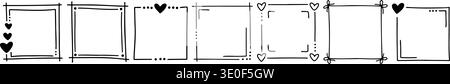 Set of sketchy frames made for qr code and scan me elements. Thin hand drawn lines create a casual look for labels, prints, flyers and modern branding Stock Vector