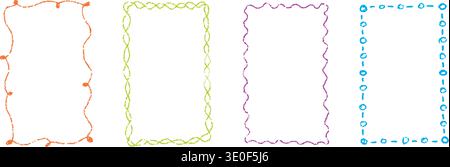 Sketchy crayon frame boxes with a kindergarten feel. Great for kids content, text framing and decorations. Stock Vector