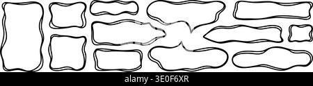 A collection of irregular doodle frames combining curvy, wavy and abstract outlines. Works well for text blocks, bubbles and decorative backgrounds. Stock Vector