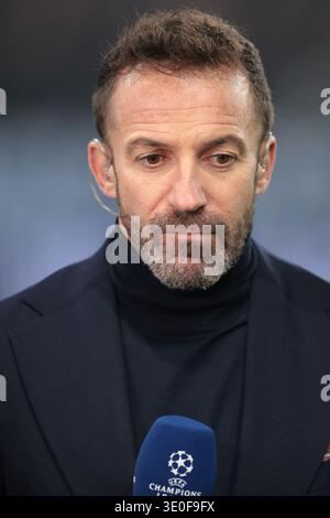 Bergamo, Italy. 10th Mar, 2026. Former Italy and Juventus forward Alessandro Del Piero comments for CBS Sports prior to the Atalanta vs Bayern Munich UEFA Champions League match at Gewiss Stadium, Bergamo. Picture credit should read: Jonathan Moscrop/Sportimage Credit: Sportimage Ltd/Alamy Live News Stock Photo