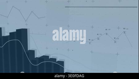 Displaying dark 3D bar chart left on dashboard, with overlaid trend line, lighter graph, copy space Stock Photo