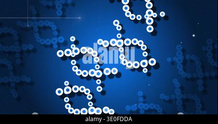 Displaying white hollow circles forming loops and chains on deep blue gradient, with soft shadows Stock Photo