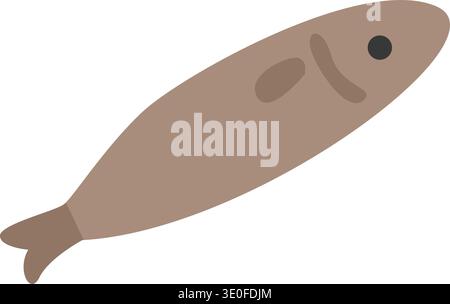Simple flat brown fish icon representing fresh seafood. Clean vector illustration suitable for restaurant menus, fish markets, packaging, and food Stock Vector