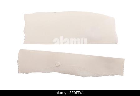 torn paper strips isolated on white background. Soft matte surfaces with subtle texture and gently uneven edges Stock Photo