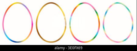 Colorful vector gradient egg shaped frames, cute Easter borders for invitations and greeting cards Stock Vector