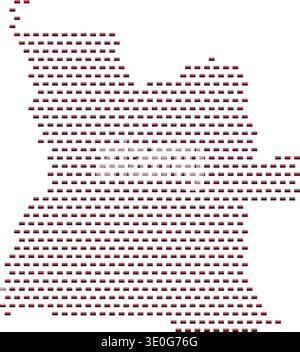 Angola map created with national flag colors in bracket and dot style modern abstract vector design on transparent background Stock Vector
