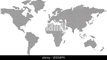 World map designed in brick texture style showing global unity through architectural symbolism Stock Vector