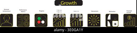 Growth chart showing achievement strategy analytics and motivation Stock Vector