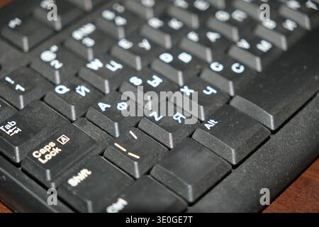 Electronic collection - detail black computer keyboard with russian letter Stock Photo