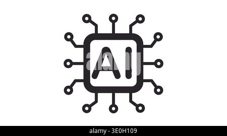 Simple black line artificial intelligence circuit icon Stock Vector