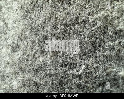 Close-up texture of gray wool fibers in abstract pattern as background image. Mobile photo Stock Photo