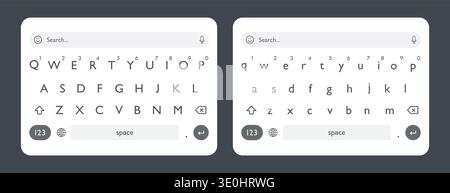 Latest Smartphone Qwerty Keyboard Layout in Upper and Lower Case Buttons. Vector illustration Stock Vector