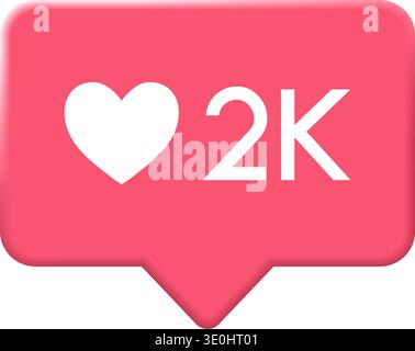 3D Heart Like Count Notification Icon Isolated Vector Illustration Stock Vector