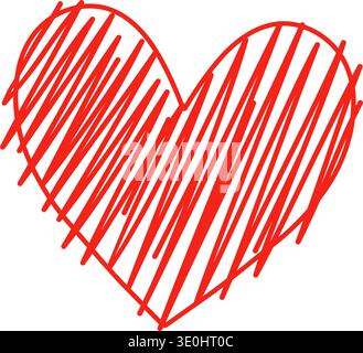 Scribble doodle heart icon, isolated vector illustration Stock Vector