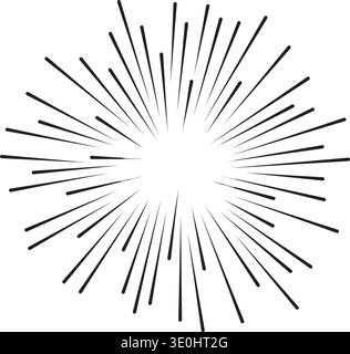 Sunburst fireworks flat element icon on white background. Vector illustration Stock Vector