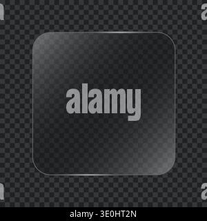 Square glass effect light frame on dark background. Glossy UI element for decoration vector illustration Stock Vector