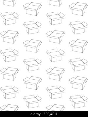 Vector seamless pattern of hand drawn sketch doodle outline box isolated on white background Stock Vector