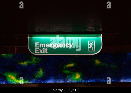 emergency exit sign in a building Stock Photo