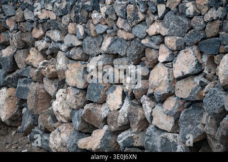 Background of stone wall texture. Close up of stone wall texture. Stock Photo
