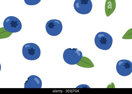 blueberries seamless pattern, perfect for summer-themed apparel, home decor , packaging, stationery items and and greeting cards- vector illustration Stock Vector