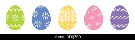set of different easter eggs with traditional ornaments - vector illustration Stock Vector