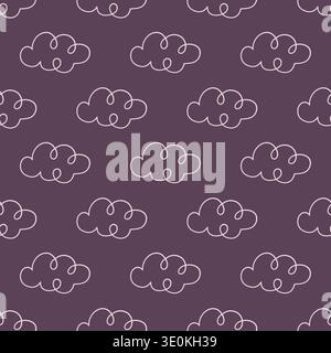 Cloud seamless pattern. Cute hand drawn doodle cloud vector illustration. Minimal sky repeating background for nursery decor, fabric, wallpaper and Stock Vector