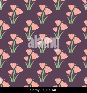 Spring flower seamless pattern. Cute hand drawn pink blossom vector illustration. Simple floral repeating background for textile, fabric, wallpaper Stock Vector