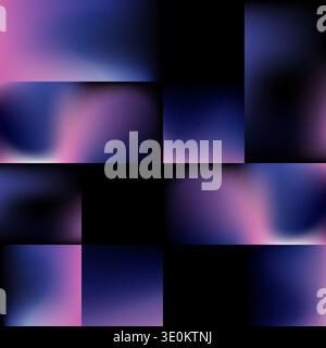 Abstract dark gradient grid background with deep blue and purple tones, minimalist geometric pattern for modern digital wallpaper and sleek futuristic Stock Vector
