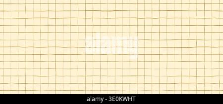 Funky seamless hand drawn square grid pattern. Yellow repeated doodled checkered background. Sketched thin checker paper texture. Pencil drawn journal sheet notebook template. Vector lined planer page Stock Vector