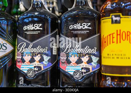 Limited edition Ballantine's Finest x Gorillaz whiskey bottles on
