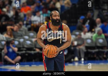 Cleveland Cavaliers guard James Harden (1) shoots next to Minnesota ...