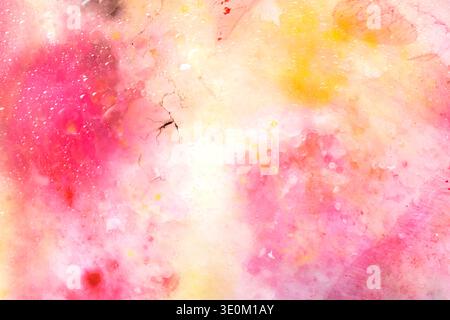 Vibrant magenta watercolor texture backdrop with soft gradient fills and copy space Stock Photo