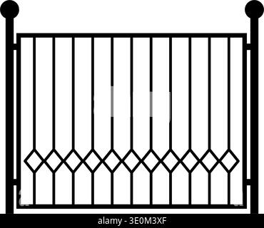 Black silhouette decorative metal fence icon design Stock Vector