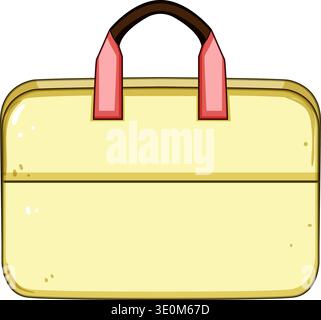 Yellow laptop bag carrying business essentials illustration Stock Vector