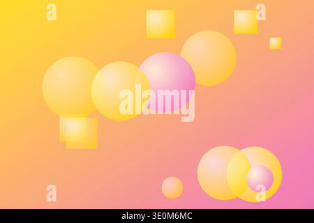 3D Pink Gold Floating Geometry Background Stock Vector