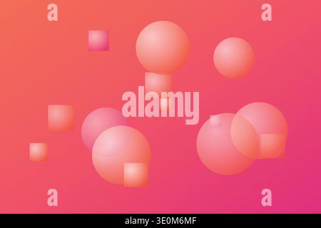 3D Magenta Orange Glowing Geometry Background Stock Vector