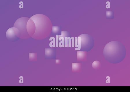 3D Magenta Violet Floating Geometric Gradient Background Stock Vector