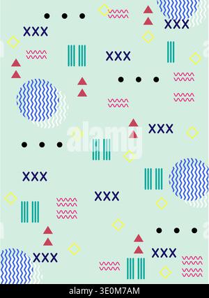 Memphis style pattern creating playful geometric background Stock Vector