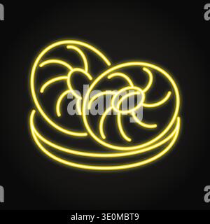 Tandoor eastern flatbread neon icon. Vector illustration Stock Vector
