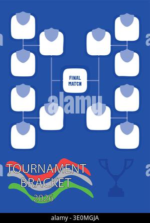 Blank 2026 Soccer World Cup Tournament Bracket Vector Template with Trophy Icon. Stock Vector